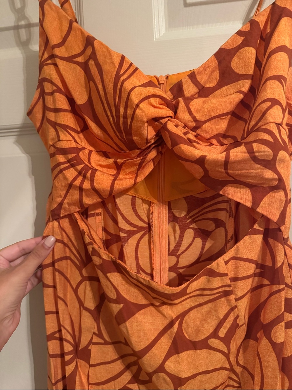 ZARA Orange and Red Floral-Print Midi Dress - Picture 5 of 7